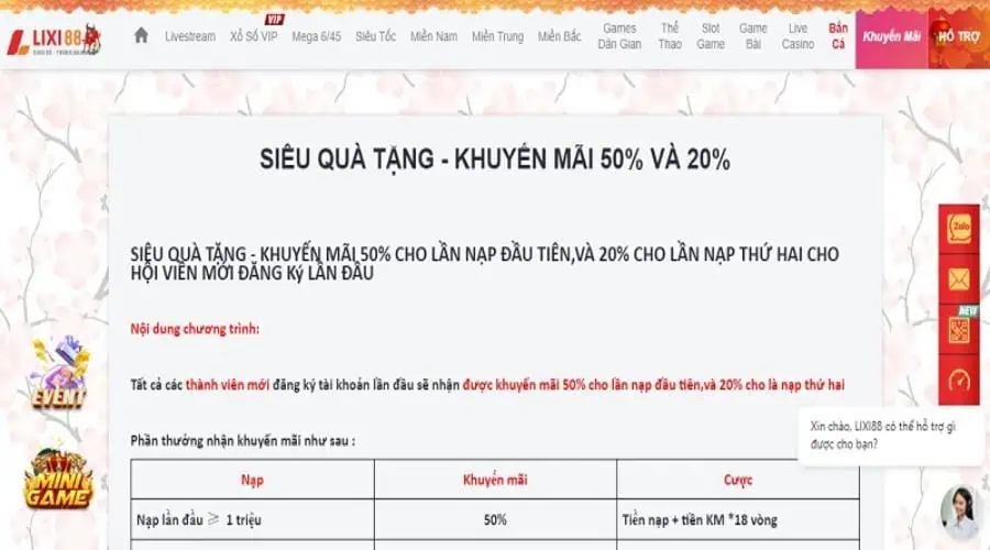 Ưu điểm nổi bật trên trang web Lixi88